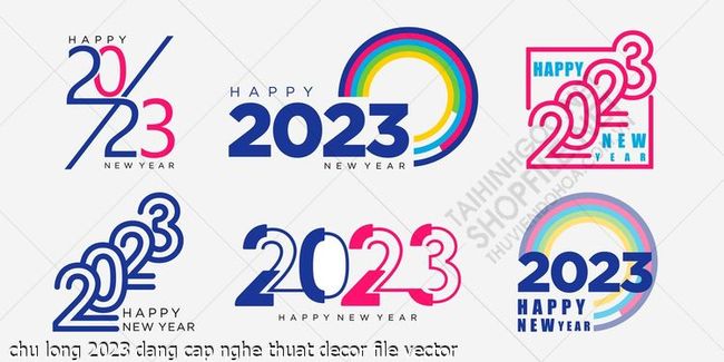 chu long 2023 dang cap nghe thuat decor file vector
